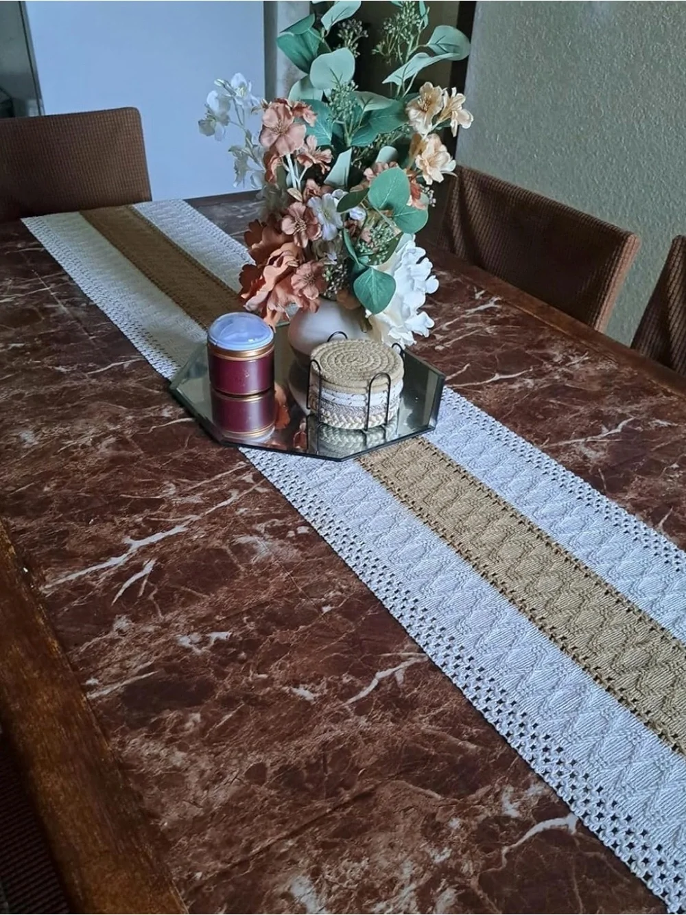 Boho Macrame Table Runner 72” Farmhouse Rustic Tassel Decor
